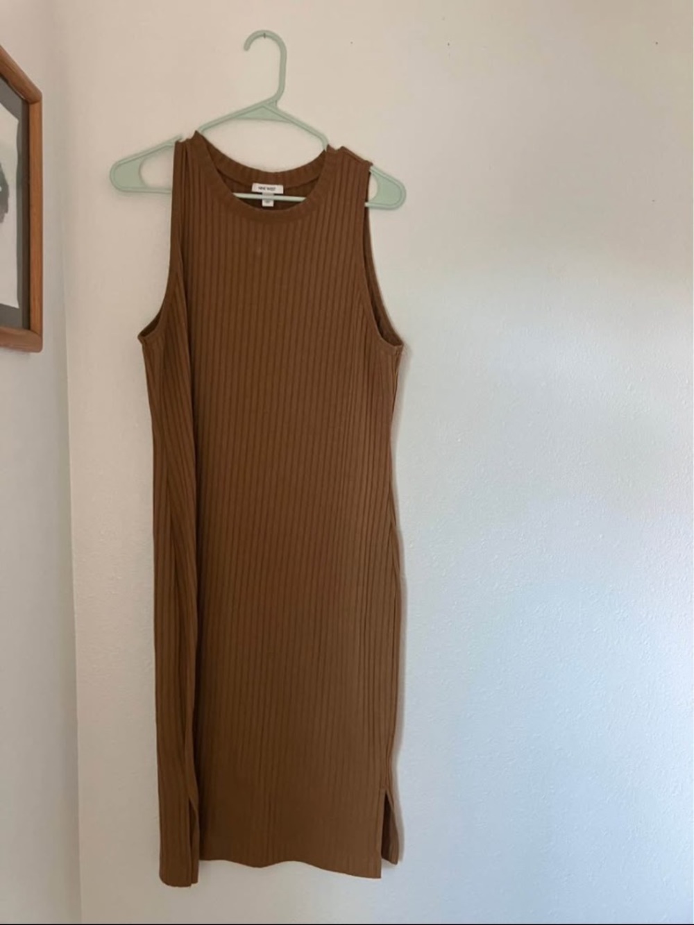 Nine West Ribbed Sleeveless Maxi Dress in Brown (XL)